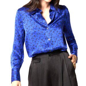 Equipment Quinne Clover-Print Button-Down Silk Shirt